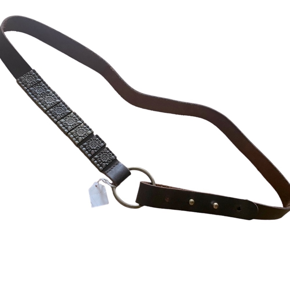 ECHTES LEDER Vintage Leather Ornate Metal Belt 36